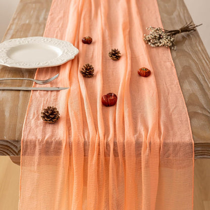 Fresh Salmon Cheesecloth Table Runner 120 in Fall Party Home Decorations