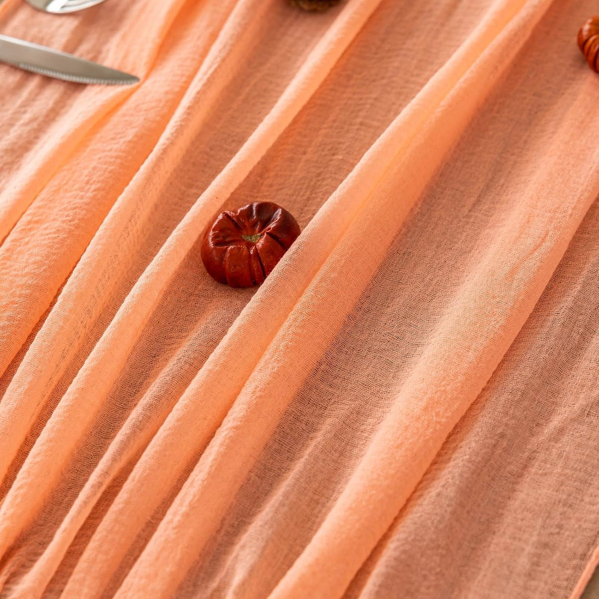 Fresh Salmon Cheesecloth Table Runner 120 in Fall Party Home Decorations