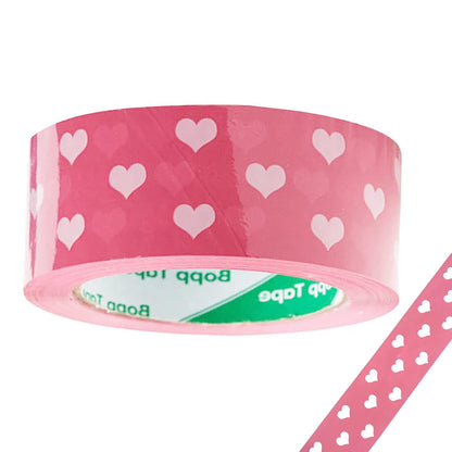 1.77" x 110 Yards Cute Heart Tape Decorative Shipping Packing Tape,1Roll(White Heart on Pink Background)