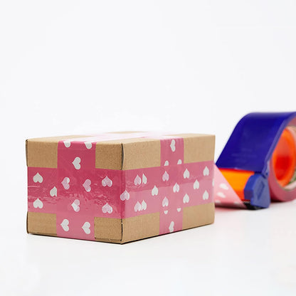 1.77" x 110 Yards Cute Heart Tape Decorative Shipping Packing Tape,1Roll(White Heart on Pink Background)