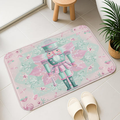 Pastel Floral Quick Dry Bath Mat, Elegant Peach Roses Leaf Absorbent Non Slip Shower Mat, Spring Decorative Flannel Washable Bath Rugs for Bathroom Toilet Restroom 16x24 Inch