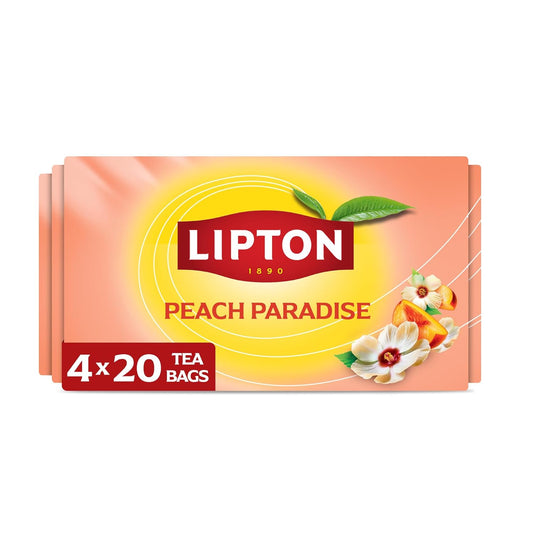 Peach Paradise Herbal Tea Bags 80-Count Caffeine Free White Hibiscus and Peach Fruit Tea Individually Wrapped Hot or Iced Tea Bags for Relaxation and Wellness