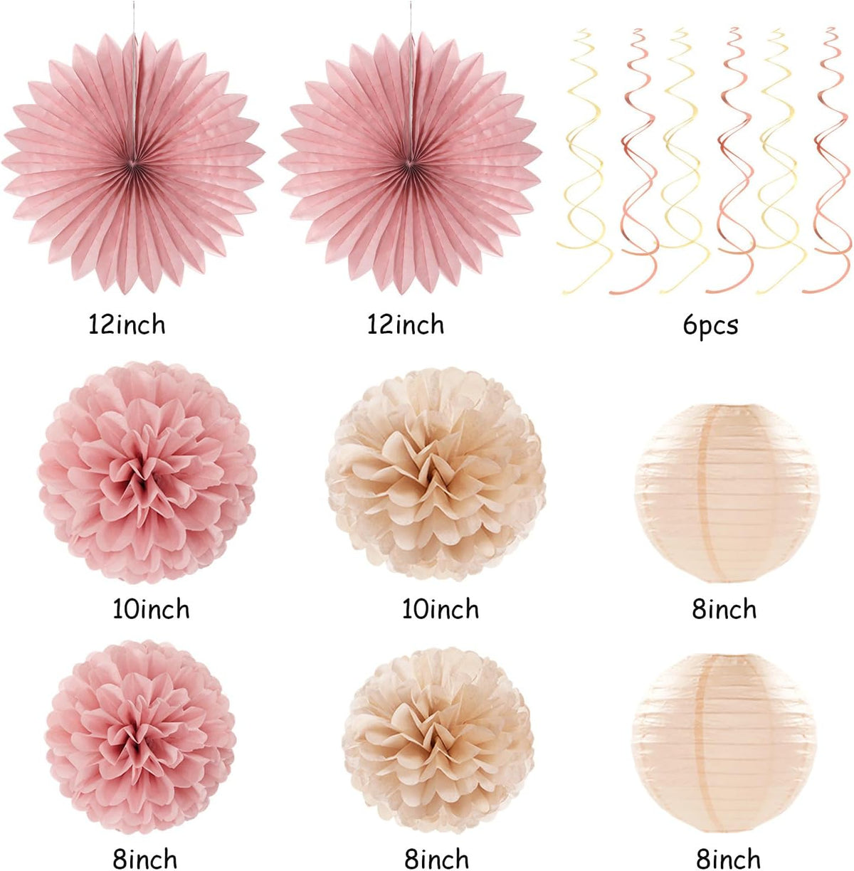 Blush-Pink Rose-Gold Fall Baby-Shower Party-Decorations - 31pcs Welcome Home Banner Sign,Neutral Paper Lanterns,Girl Streamers Garland,Boho Hanging Tissue Pom Poms Flowers Fans Backdrop Decor