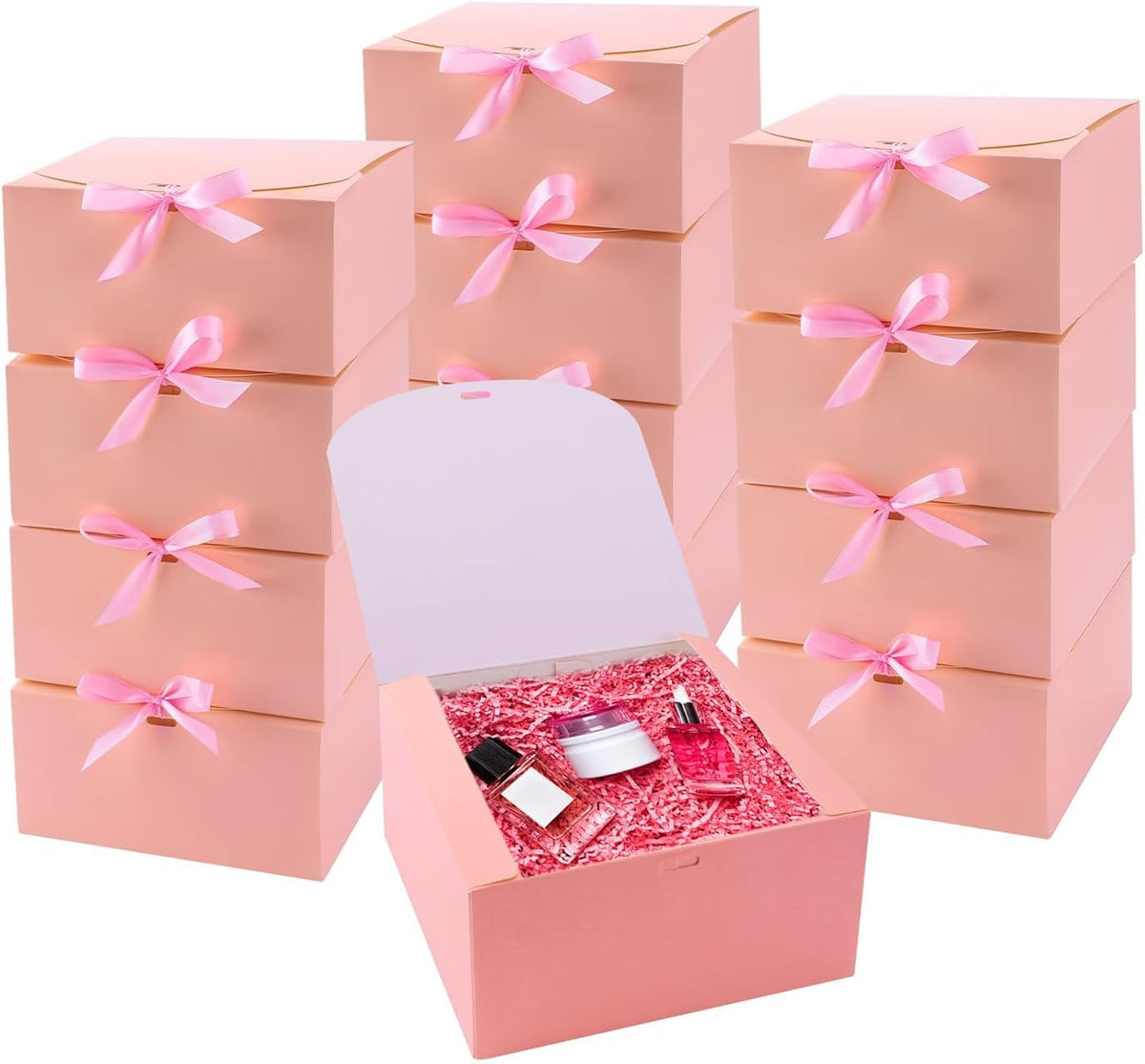 Pink Bridesmaid Proposal Boxes with Ribbon, 12 Pack