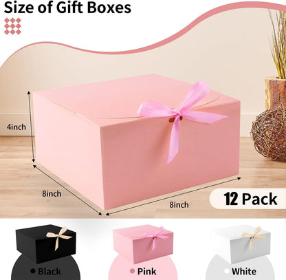 Pink Bridesmaid Proposal Boxes with Ribbon, 12 Pack