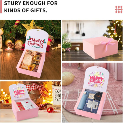 Pink Bridesmaid Proposal Boxes with Ribbon, 12 Pack