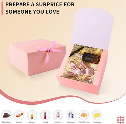 Pink Bridesmaid Proposal Boxes with Ribbon, 12 Pack