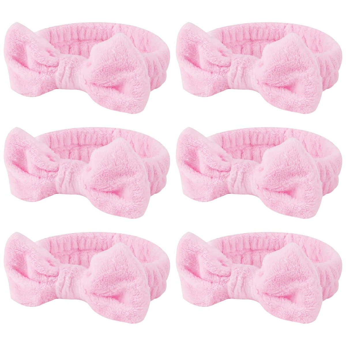 Pink 6 Pcs Spa Headband, Hair Band for Washing Face, Makeup Headband, Skincare Headbands, Soft Fleece Hairband for Face Washing Yoga