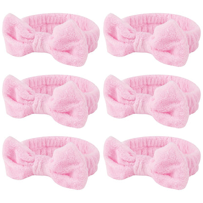 Pink 6 Pcs Spa Headband, Hair Band for Washing Face, Makeup Headband, Skincare Headbands, Soft Fleece Hairband for Face Washing Yoga