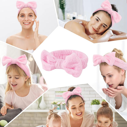 Pink 6 Pcs Spa Headband, Hair Band for Washing Face, Makeup Headband, Skincare Headbands, Soft Fleece Hairband for Face Washing Yoga