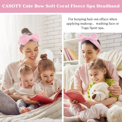 Pink 6 Pcs Spa Headband, Hair Band for Washing Face, Makeup Headband, Skincare Headbands, Soft Fleece Hairband for Face Washing Yoga