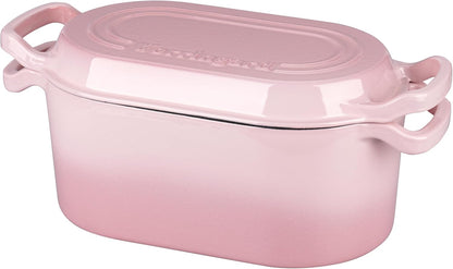 Oval Dutch Oven Pot with Lid, Enamel Coating Cast Iron Bread Pans for Homemade Sourdough Bread Baking, Cooking, 4 Quart, Pink