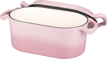 Oval Dutch Oven Pot with Lid, Enamel Coating Cast Iron Bread Pans for Homemade Sourdough Bread Baking, Cooking, 4 Quart, Pink