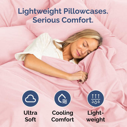 Queen Pillow Cases Set of 2 - Ultra Soft Pillowcase Covers - Baby Pink