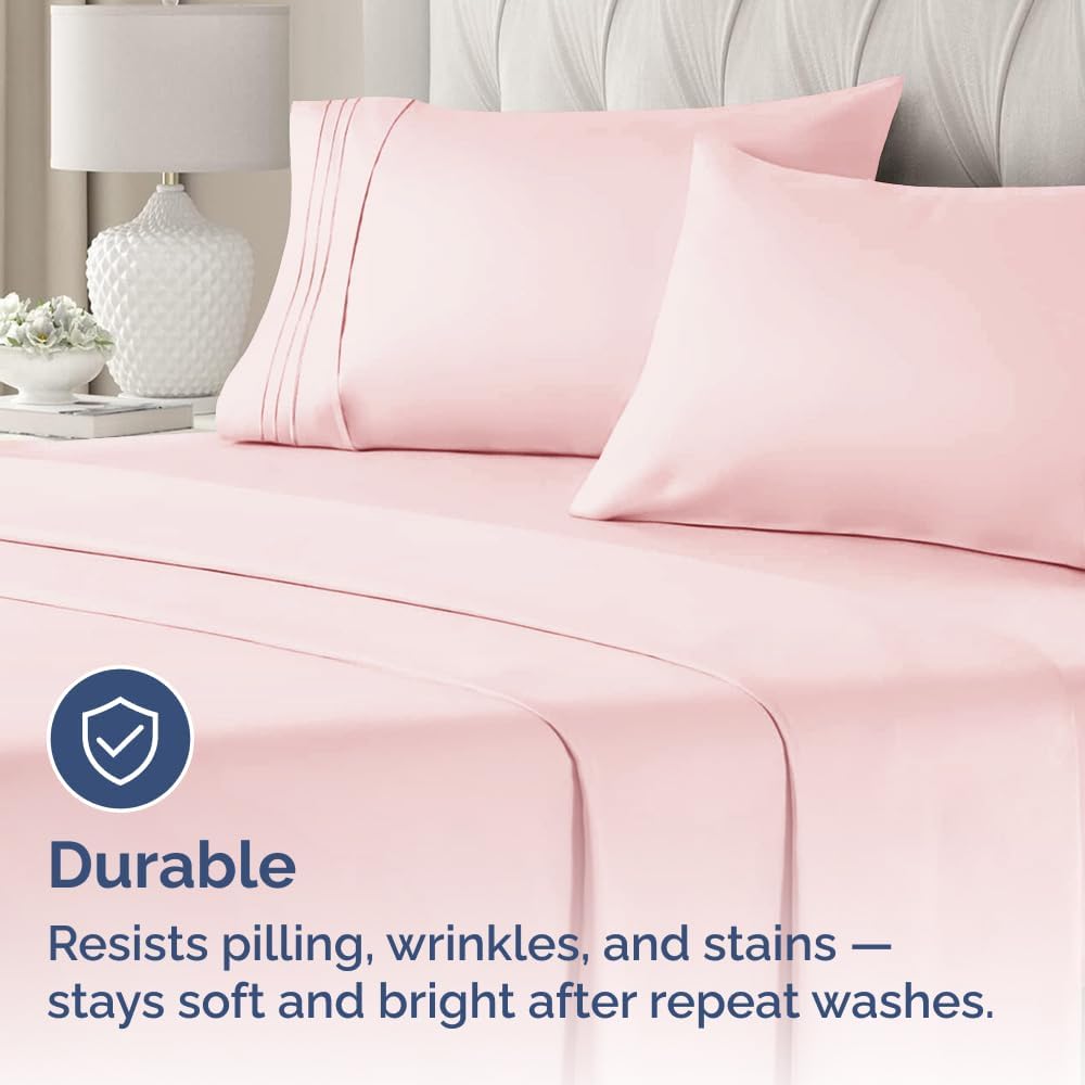 Queen Pillow Cases Set of 2 - Ultra Soft Pillowcase Covers - Baby Pink