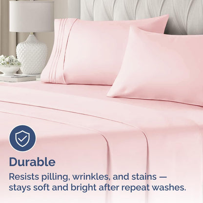 Queen Pillow Cases Set of 2 - Ultra Soft Pillowcase Covers - Baby Pink