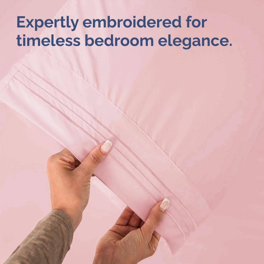 Queen Pillow Cases Set of 2 - Ultra Soft Pillowcase Covers - Baby Pink