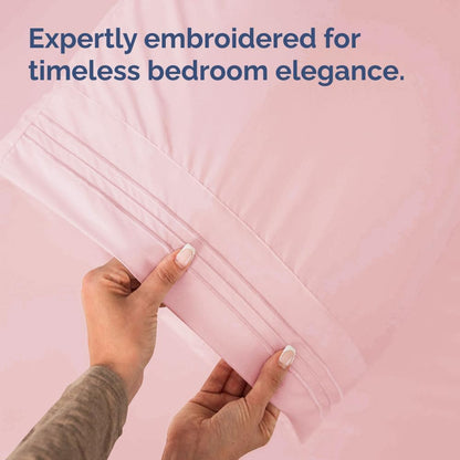 Queen Pillow Cases Set of 2 - Ultra Soft Pillowcase Covers - Baby Pink
