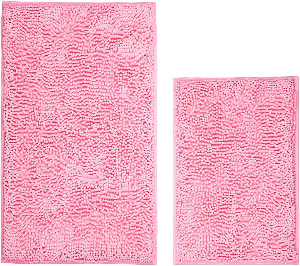 Bathroom Rugs Sets 2 Piece Washable, Luxury ，Chenille Bath Mat Set, Soft Plush Anti-Slip Rectangular Bath， Rug Super Absorbent. (Pink, 32"x20"+24"x16")