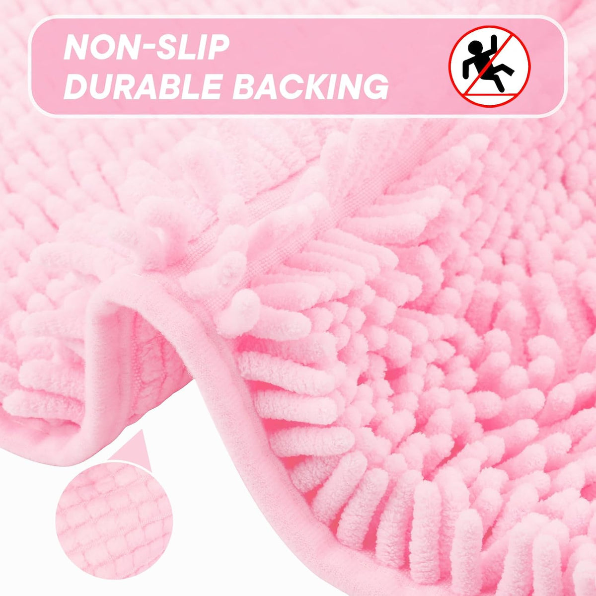 Bathroom Rugs Sets 2 Piece Washable, Luxury ，Chenille Bath Mat Set, Soft Plush Anti-Slip Rectangular Bath， Rug Super Absorbent. (Pink, 32"x20"+24"x16")