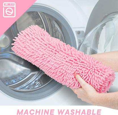 Bathroom Rugs Sets 2 Piece Washable, Luxury ，Chenille Bath Mat Set, Soft Plush Anti-Slip Rectangular Bath， Rug Super Absorbent. (Pink, 32"x20"+24"x16")