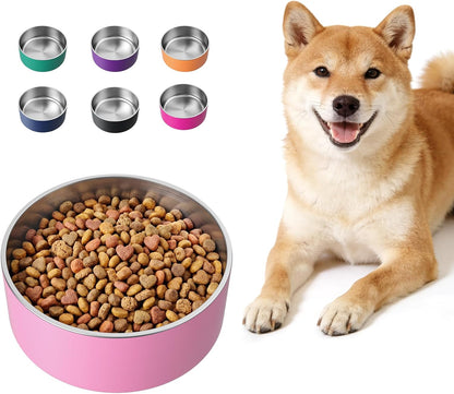 Dog Bowl,Stainless Stee Dog Water Bowl and Food Bowl,40 oz Pink