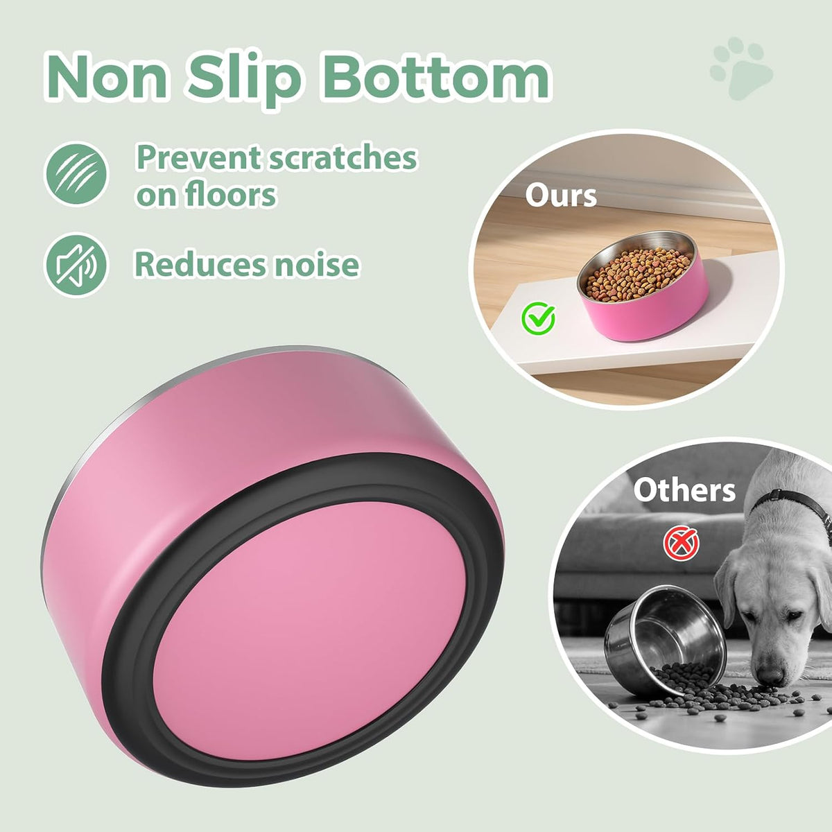 Dog Bowl,Stainless Stee Dog Water Bowl and Food Bowl,40 oz Pink
