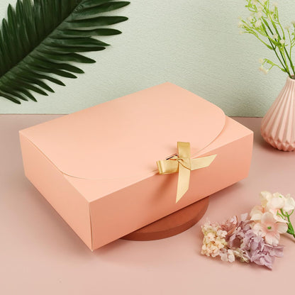 16Pcs Gift Boxes with Lids, 10.6''x7.8''x3.1'' Pink Kraft Paper Gift Box, Bridesmaid Proposal Box with Ribbon and 70pcs Adhesive Dots, for Wedding, Packaging, Present, Birthday, Cupcake Boxes