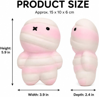 Pink Mummy Squishy Toy, Slow Rising PU Foam Desk Fidget, 5.9 in