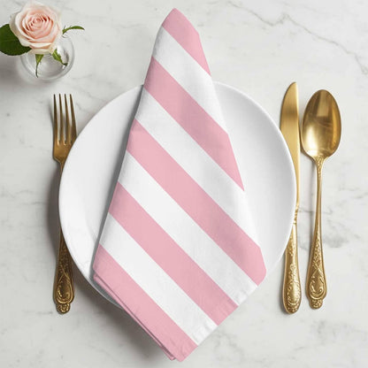 Cloth Napkins 20 x 20 Inch Pink and White Stripes Soft Absorbent Dinner Napkins Striped Simple Style Washable Reusable Kitchen Napkin Sets for Parties Wedding Restaurant Hotel