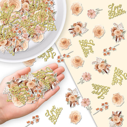 200Pcs Love in Bloom Confetti, Floral Wildflower Bridal Shower Decorations Peach Terracotta Champagne Fall Decor for Women Flower Themed Bridal Shower Wedding Engagement Bachelorette Party Supplies