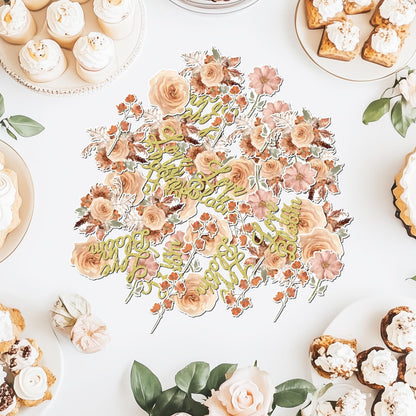 200Pcs Love in Bloom Confetti, Floral Wildflower Bridal Shower Decorations Peach Terracotta Champagne Fall Decor for Women Flower Themed Bridal Shower Wedding Engagement Bachelorette Party Supplies