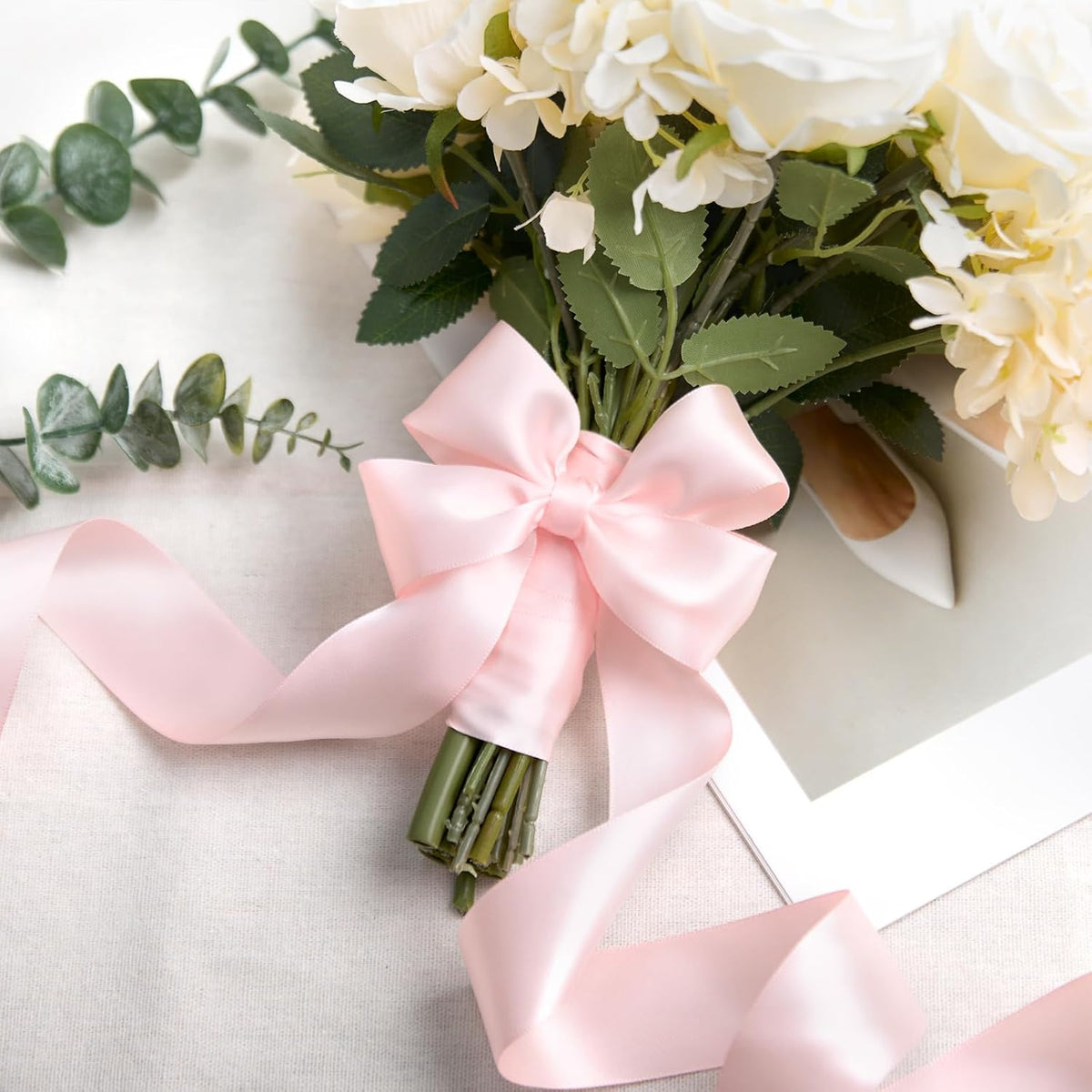 Double Faced Light Pink Satin Ribbon, 1-1/2 Inches, 50 Yards