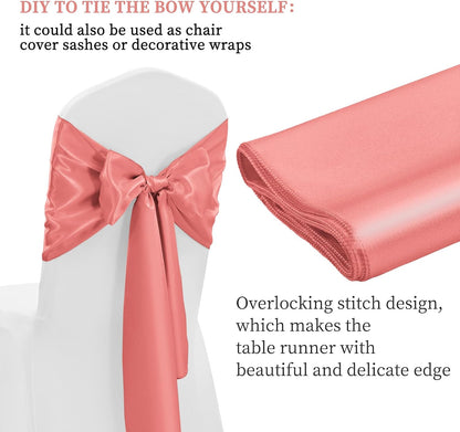12 Pack Coral Satin Table Runner 12 x 108 Inch Long Premium Table Runners for Wedding Party Events Decoration, Birthday Parties, Banquets Decorations, Graduations, Engagements