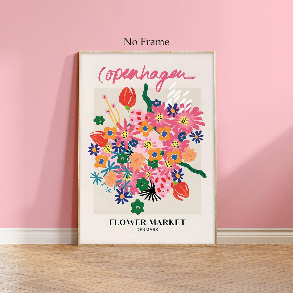 Copenhagen Flower Market Wall Art Pink Flower Pictures Abstract Matisse Art Poster Flower Market Canvas Wall Art Aesthetic Preppy Paintings Pink Matisse Canvas Danish Pastel Painting 16x24inch No