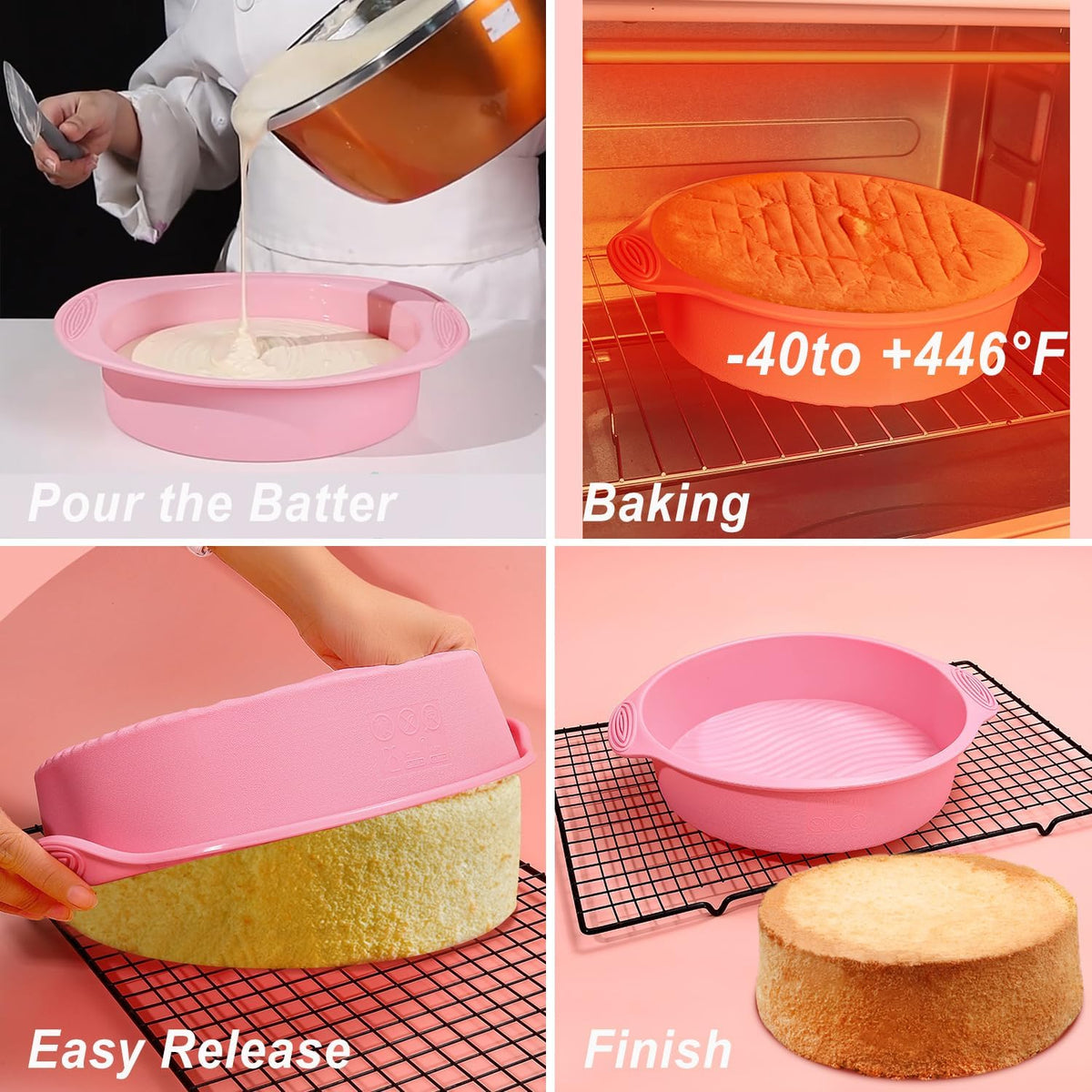 Nonstick Silicone Bakeware Set, 7in1 Baking Cake Pan, BPA Free Heat Resistant Bakeware Suppliers Tools Kit for Muffin Loaf Bread Pizza Cheesecake Cupcake