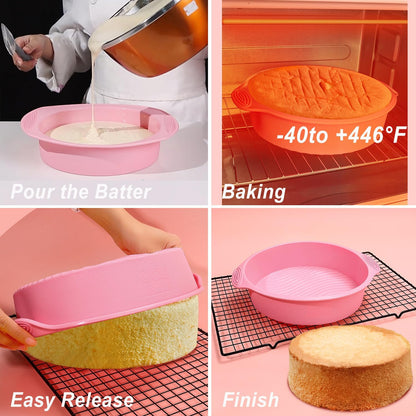 Nonstick Silicone Bakeware Set, 7in1 Baking Cake Pan, BPA Free Heat Resistant Bakeware Suppliers Tools Kit for Muffin Loaf Bread Pizza Cheesecake Cupcake