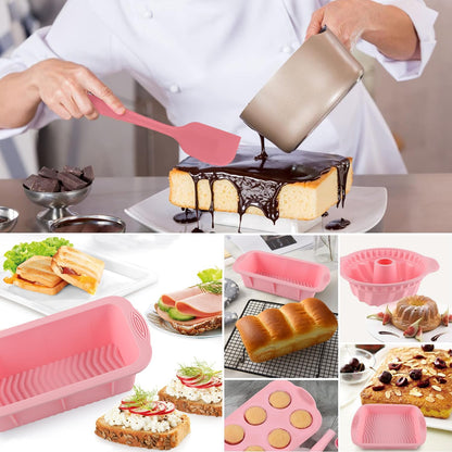 Nonstick Silicone Bakeware Set, 7in1 Baking Cake Pan, BPA Free Heat Resistant Bakeware Suppliers Tools Kit for Muffin Loaf Bread Pizza Cheesecake Cupcake