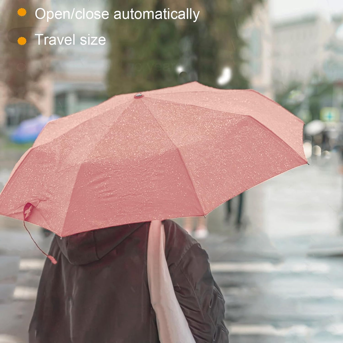 Windproof Travel Compact Umbrella-Automatic Umbrellas for Rain-Compact Folding Umbrella, Travel Umbrella Compact, Small Portable Windproof Umbrellas for Men Women Teenage.(Pink)