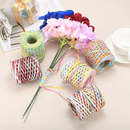 Raffia Paper Craft Ribbon 120m/394ft Raffia Ribbon 4Ply String Kraft Packing for Gift Wrapping, Crafting Supplies (Pink/White/Rose Red)