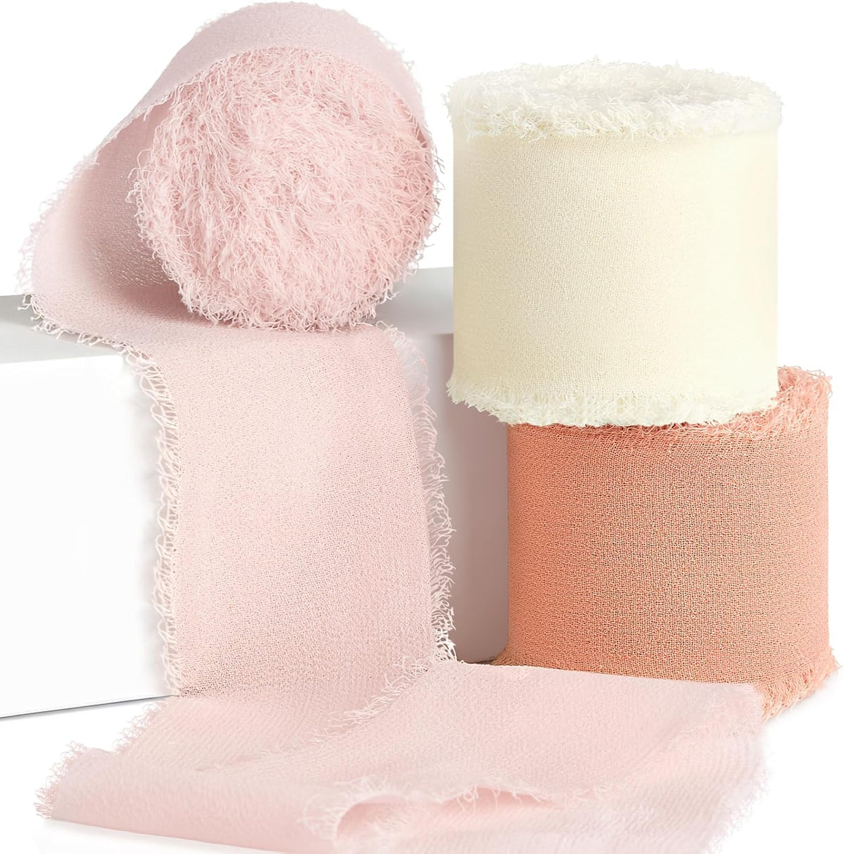 Blush Pink Chiffon Ribbon Set, 1.5 Inch x 21 Yards