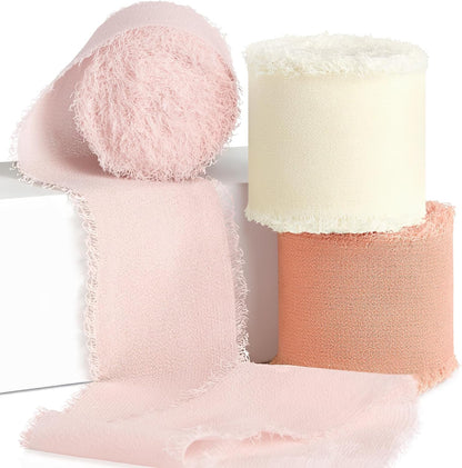 Blush Pink Chiffon Ribbon Set, 1.5 Inch x 21 Yards