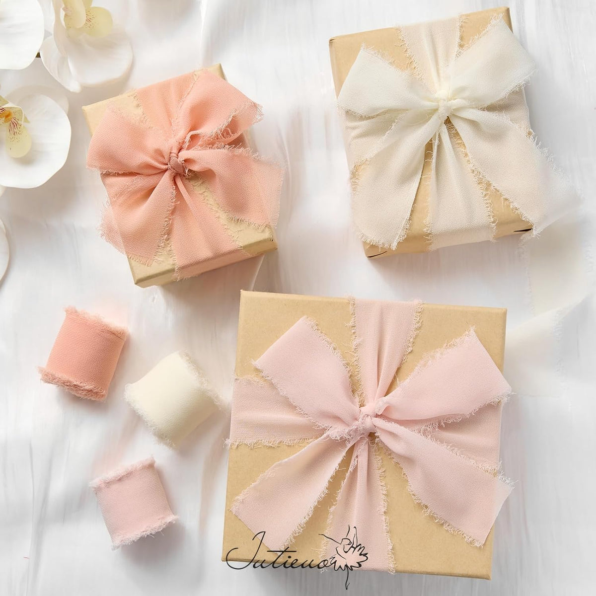 Blush Pink Chiffon Ribbon Set, 1.5 Inch x 21 Yards