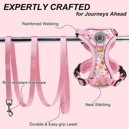 Cat Harness and Leash,Escape Proof Easy-On Vest w/Neck Buckle, M