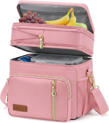 Lunch Bag for Women & Men, Expandable Double Deck Lunch Box, 15L