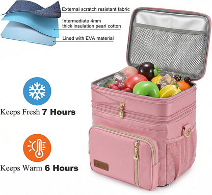 Lunch Bag for Women & Men, Expandable Double Deck Lunch Box, 15L