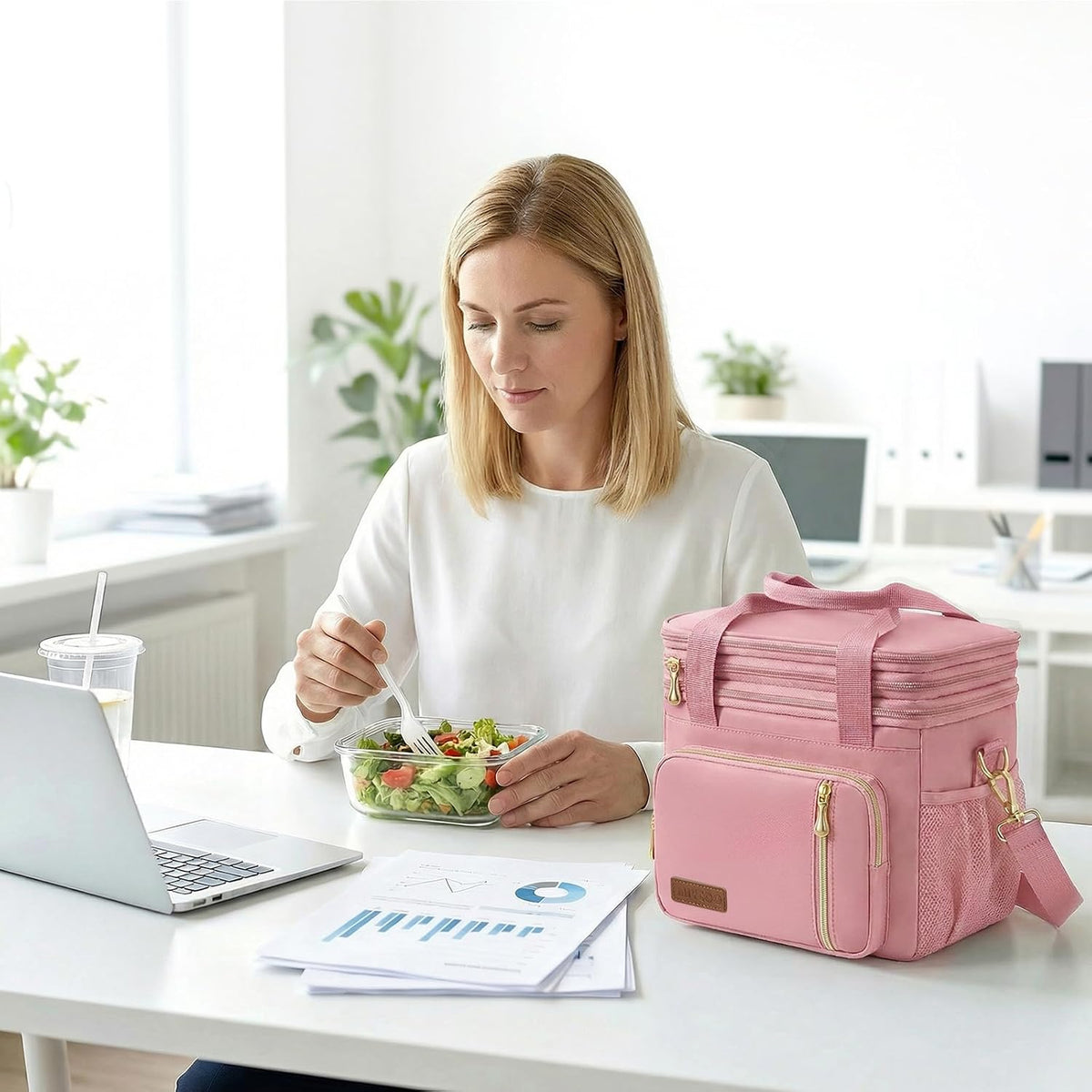Lunch Bag for Women & Men, Expandable Double Deck Lunch Box, 15L