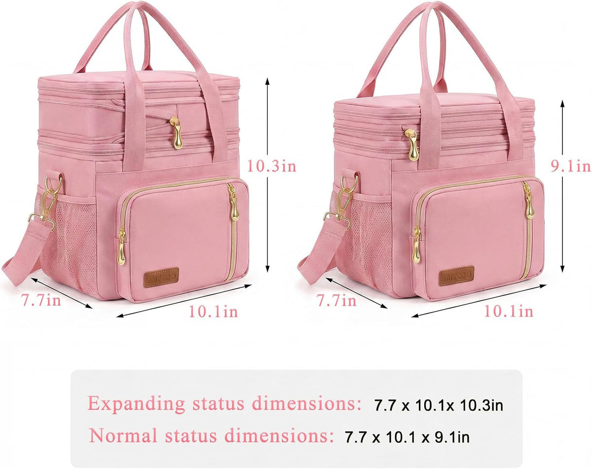 Lunch Bag for Women & Men, Expandable Double Deck Lunch Box, 15L