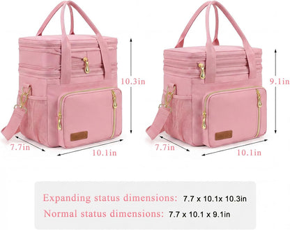 Lunch Bag for Women & Men, Expandable Double Deck Lunch Box, 15L