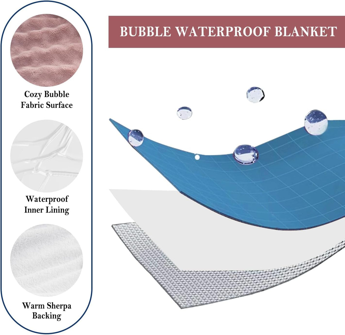 Waterproof Blanket for Pet Bed Couch Sofa Car, 60"x80", Dusty Pink